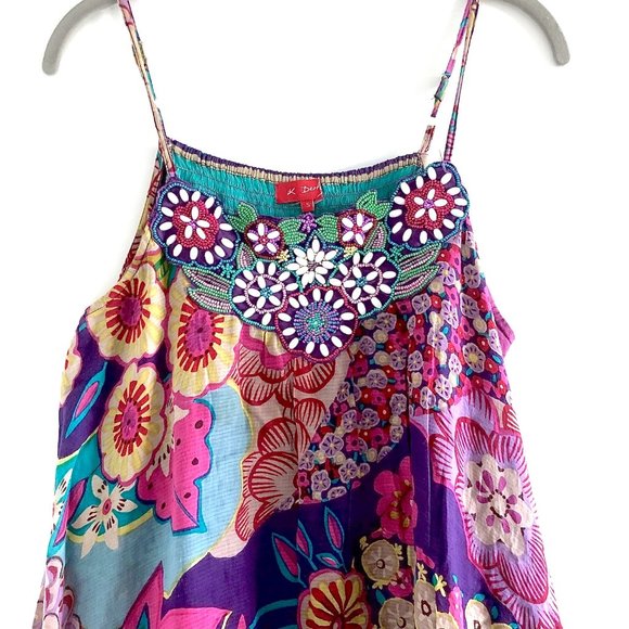 K Derhy Embroidered Floral Boho Cotton Dress - Picture 5 of 13